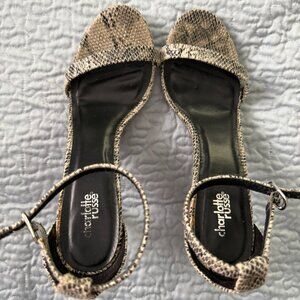 Charlotte Russe Addie Brown Snakeskin Print Heel Sandal Size 9M (Vegan)